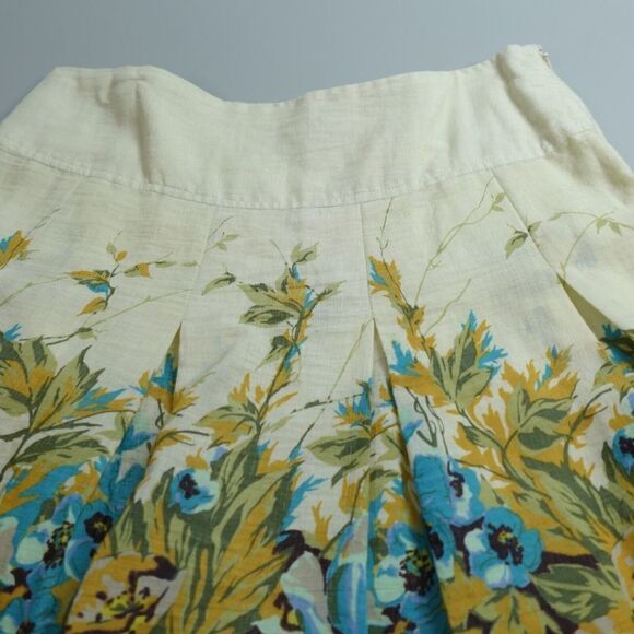 Toi Et Moi Skirt Womens Small Yellow Floral Print Fit & Flare Novelty Boho Retro - Picture 12 of 13